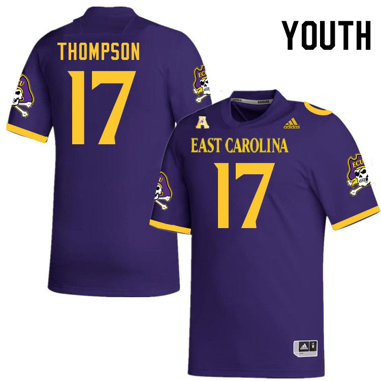 Youth #17 Shaikh Thompson ECU Pirates College Football Jerseys Stitched-Purple